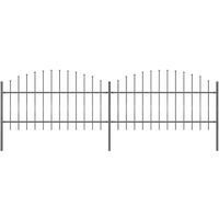 vidaXL Garden Fence with Spear Top Steel 359x125 cm Black