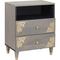 vidaXL Bedside Cabinet Grey 50 x 33 x 62 cm Solid Mango Wood