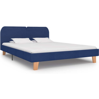 vidaXL Bed Frame without Mattress Blue Fabric 150x200 cm King Size