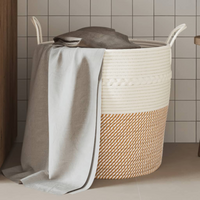 vidaXL Storage Basket Brown and White Ø43x38 cm Cotton