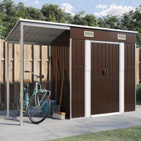 vidaXL Garden Shed with Extended Roof Brown 277x107x181 cm Steel