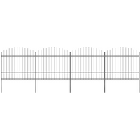 vidaXL Garden Fence with Spear Top Steel 714.5x175 cm Black
