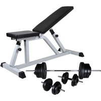 vidaXL Workout Bench with Barbell and Dumbbell Set 60.5 kg