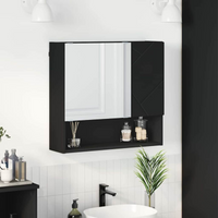 vidaXL Mirror Cabinet with Door Black 59 x 17 x 55 cm Engineered wood