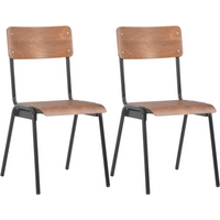 vidaXL Dining Chairs 2 pcs Brown Solid Plywood Steel