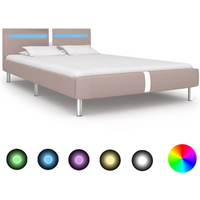 vidaXL Bed Frame with LED without Mattress Cappuccino 135x190 cm Double