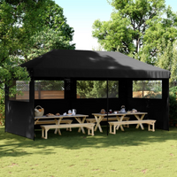 vidaXL Foldable Party Tent Pop-Up with 3 Sidewalls Black