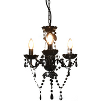 vidaXL Chandelier with Beads Black Round 3 x E14