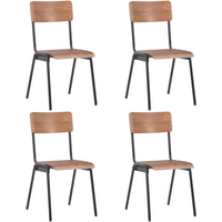 vidaXL Dining Chairs 4 pcs Brown Solid Plywood Steel