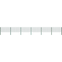 vidaXL Fence Panel with Posts Iron 1040x80 cm Green