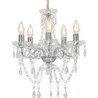 vidaXL Chandelier with Crystal Beads Silver Round 5 x E14