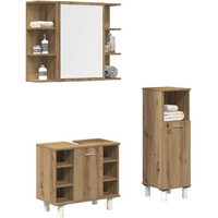 vidaXL 3 Piece Bathroom Furniture Set Artisan Oak Engineered Wood