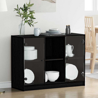 vidaXL Sideboard Black oak 102 x 37 x 75.5 cm Engineered Wood