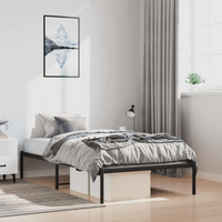 vidaXL Metal Bed Frame without Mattress Black 100x200cm