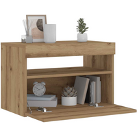vidaXL Bedside Cabinet with LED Lights Artisan Oak 60x35x40 cm Engineered Wood