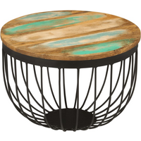 vidaXL Coffee Table Ø50x35 cm Solid Wood Reclaimed and Steel