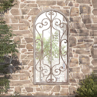 vidaXL Garden Mirror Sand 100x45 cm Iron for Outdoor Use