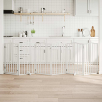 vidaXL Dog Gate with Door Foldable 6 Panels White 300 cm Poplar Wood