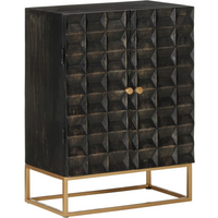 vidaXL Sideboard Black 55x34x75 cm Solid Wood Mango and Iron