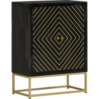 vidaXL Sideboard with 2 Doors Black&Gold 55x30x75 cm Solid Wood Mango
