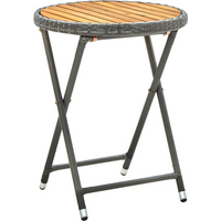 vidaXL Tea Table Grey 60 cm Poly Rattan and Solid Acacia Wood