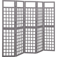 vidaXL 5-Panel Room Divider/Trellis Solid Fir Wood Grey 201.5x180 cm