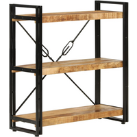 vidaXL 3-Tier Bookcase 77x30x80 cm Solid Wood Mango and Iron