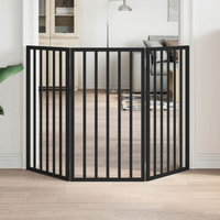 vidaXL Dog Gate Foldable 3 Panels Black 150 cm Poplar Wood