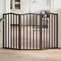vidaXL Dog Gate Foldable 3 Panels Brown Oak 150 cm Poplar Wood