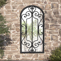 vidaXL Garden Mirror Black 70x30 cm Iron for Outdoor Use