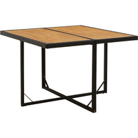 vidaXL Garden Table Black 109x107x74 cm Poly Rattan&Solid Wood Acacia