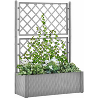 vidaXL Garden Raised Bed with Trellis and Self Watering System Grey