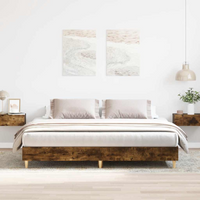 vidaXL Bed Frame No Mattress Smoked Oak 200x200 cm Engineered Wood