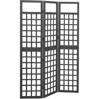 vidaXL 3-Panel Room Divider/Trellis Solid Fir Wood Black 121x180 cm