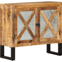 vidaXL Sideboard 80x30x71 cm Solid Rough Wood Mango and Metal