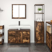 vidaXL Bathroom Furniture Set with Drawer 2 pcs Smoked Oak and Black
