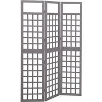 vidaXL 3-Panel Room Divider/Trellis Solid Fir Wood Grey 121x180 cm