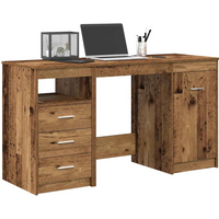 vidaXL Desk with Cabinet Old Wood Engineered Wood