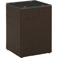 vidaXL Side Table with Glass Top Brown 35x35x52 cm Poly Rattan