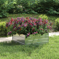 vidaXL Garden Raised Bed 100x100x45 cm Galvanized Steel Silver