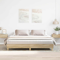vidaXL Bed Frame No Mattress Sonoma Oak 200x200 cm Engineered Wood
