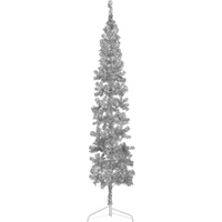 vidaXL Slim Artificial Half Christmas Tree with Stand Silver 240 cm