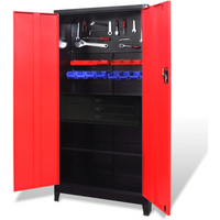 vidaXL Tool Cabinet with Tool Chest Steel 90x40x180 cm Red and Black