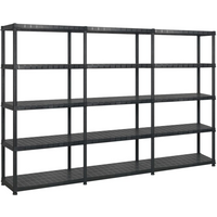 vidaXL Storage Shelf 5-Tier Black 274.5x45.7x185 cm Plastic