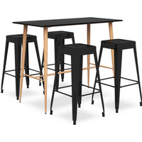 vidaXL 5 Piece Bar Set Black