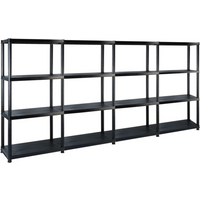 vidaXL Storage Shelf 4-Tier Black 244x30.5x130 cm Plastic