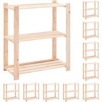 vidaXL 3-Tier Storage Racks 10 pcs 80x38x90 cm Solid Pinewood 150 kg