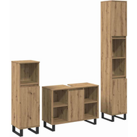 vidaXL Bathroom Furniture Set with Storage 3 pcs Brown Engineered wood