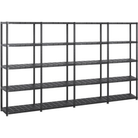 vidaXL Storage Shelf 5-Tier Black 284x38x170 cm Plastic