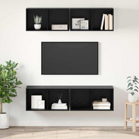 vidaXL TV Cabinet Set 4 pcs Black Oak 37 x 37 x 72 cm Engineered Wood